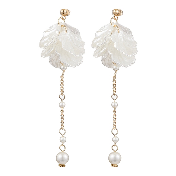 Акриловые уха шпильки, с железными витыми цепями и 304 фурнитурой для сережек-гвоздиков из нержавеющей стали, цветок