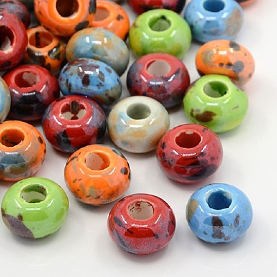 Handmade Porcelain Beads, Pearlized, Rondelle
