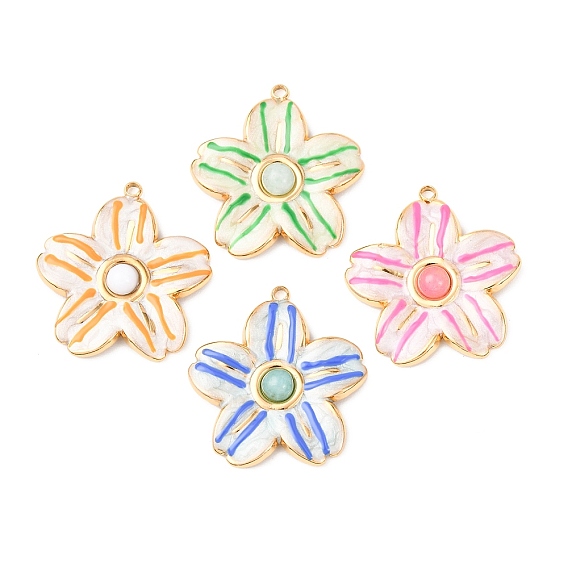 304 подвески из нержавеющей стали, цветок, с эмалью