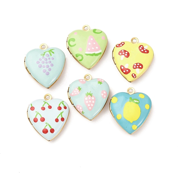 304 подвески-медальоны из нержавеющей стали в форме сердца, с эмалью, реальный 18 k позолоченный, ионное покрытие (ip), без кадмия, без никеля и без свинца