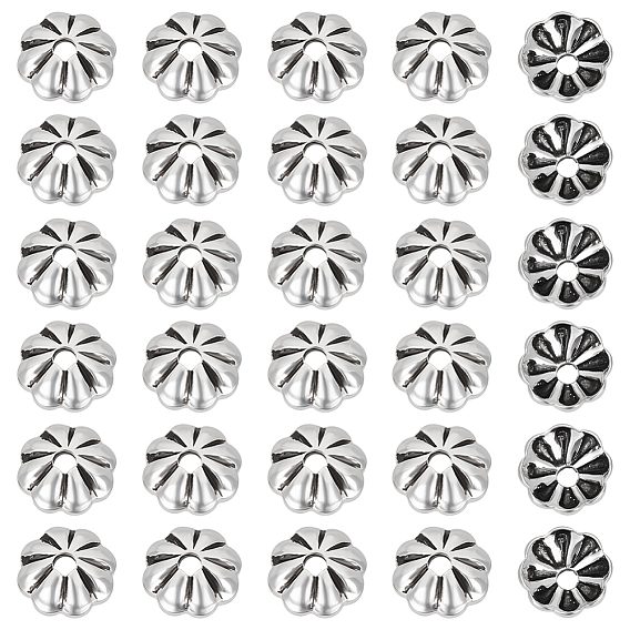 30шт. ретро 925 колпачки для бусин из стерлингового серебра, цветок, с замшевой тканью из поликарбоната квадратной серебряной полировальной салфеткой