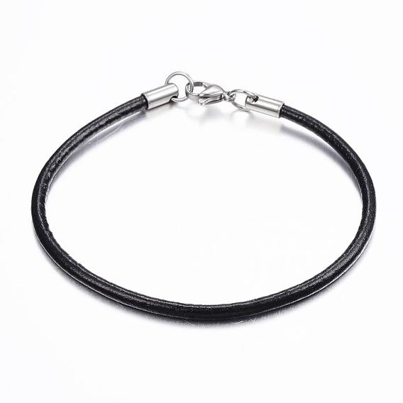 Leather Cord Bracelet Making, with 304 Stainless Steel Findings