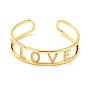 Word LOVE Hollow Carved Cubic Zirconia Cuff Bangle, Real 18K Gold Plated Brass Wire Wrap Open Bangle, Brass Jewelry for Women, Cadmium Free & Lead Free