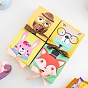 Square Paper Candy Boxes, Gift Wrapping Boxes, for Jewelry Candy Wedding Party Favors, with Ribbon, Owl/Rabbit/Bear/Fox Pattern