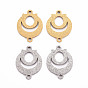 201 Stainless Steel Link Connectors, Textured, Laser Cut, Moon