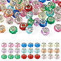 50Pcs Transparent Acrylic European Beads, Large Hole Beads, with Brass Cores, Rondelle, Faceted, Platinum