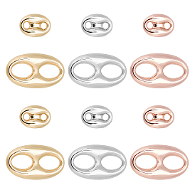12Pcs 6 Style Eco-Friendly Brass Links Connectors,  Long-Lasting Plated, Cadmium Free & Lead Free, Oval