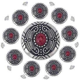 1-сплав и декоративные заклепки цвета «кошачий глаз» бирюзового цвета, плоские круглые с узором листьев, для поделок багажа и аппаратных принадлежностей