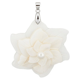 1 шт. подвески из натуральной ракушки, 3 Подвески в виде цветов с металлическими креплениями, платина