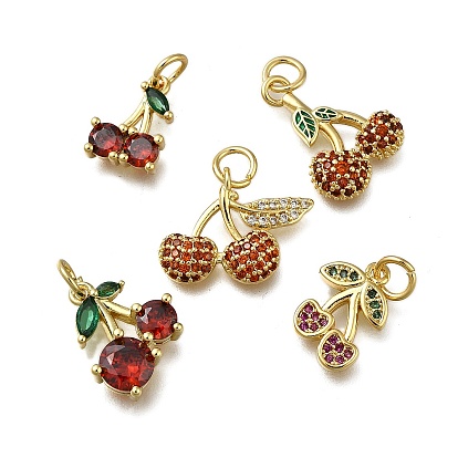 Латунные микропаве прозрачные подвески с фианитом, черри прелести, долговечный, стойки покрытие, без свинца и без кадмия, с целью перехода в кольце