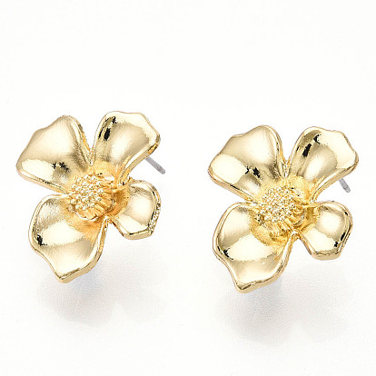 Цветочные сплава серьги, с 316 хирургическими штифтами из нержавеющей стали, стойки покрытие, без кадмия, без никеля и без свинца