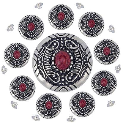 1-сплав и декоративные заклепки цвета «кошачий глаз» бирюзового цвета, плоские круглые с узором листьев, для поделок багажа и аппаратных принадлежностей