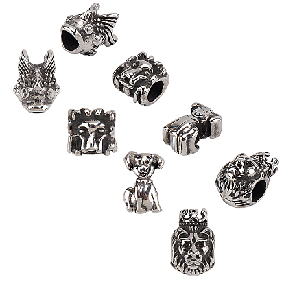 316 Surgical Stainless Steel European Beads, Large Hole Beads, Mixed Shapes
