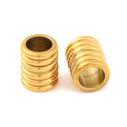 304 из нержавеющей стали бусы, Рифленые бусины, ионное покрытие (ip), колонка, 9x10.5 мм, отверстие : 6 мм