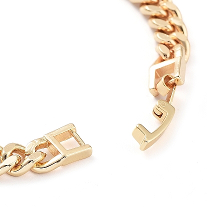 Cubic Zirconia Link Bracelet with Golden Brass Curb Chains, Long-Lasting Plated