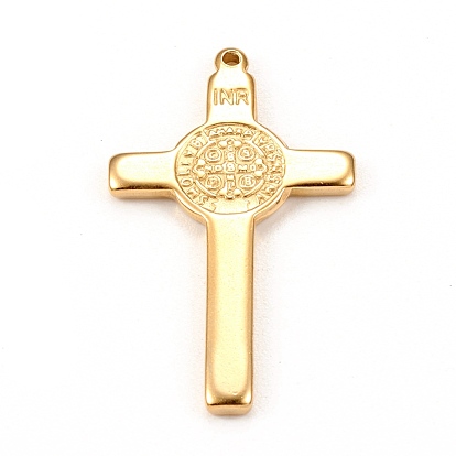 304 Stainless Steel Pendants, Cross with  Saint Benedict Medal