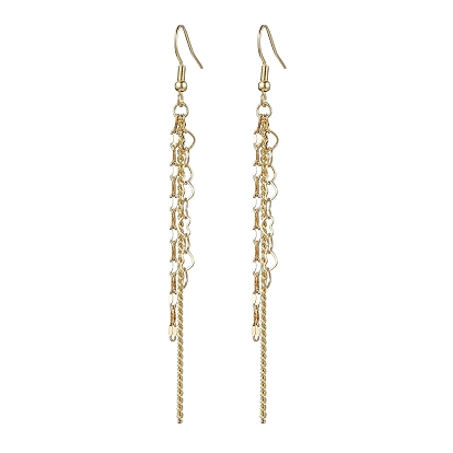 Brass Earrings for Women, Ear Thread, with 304 Stainless Steel Stud Earring Findings, Heart