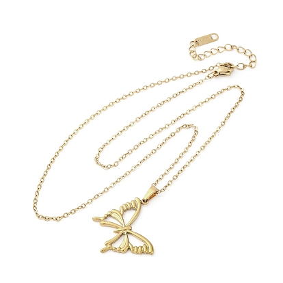 Полые бабочки 304 ожерелья с подвесками из нержавеющей стали, ионное покрытие (ip)