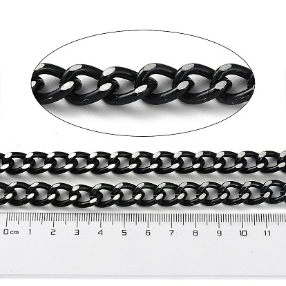 Oxidation Aluminum Diamond Cut Faceted Curb Chains, Twisted Chains, Unwelded, with Spool