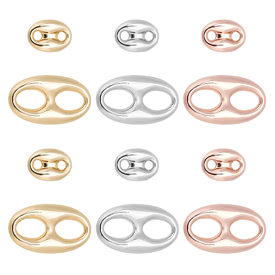 12Pcs 6 Style Eco-Friendly Brass Links Connectors,  Long-Lasting Plated, Cadmium Free & Lead Free, Oval