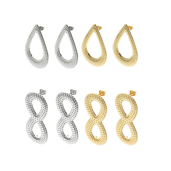 304 Фурнитура для сережек-гвоздиков из нержавеющей стали с ионным покрытием (IP), с петлей