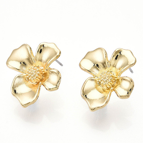 Цветочные сплава серьги, с 316 хирургическими штифтами из нержавеющей стали, стойки покрытие, без кадмия, без никеля и без свинца