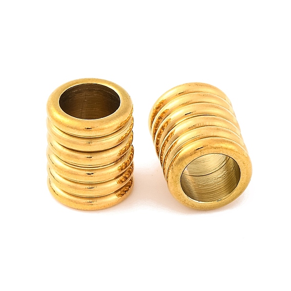 304 из нержавеющей стали бусы, Рифленые бусины, ионное покрытие (ip), колонка, 9x10.5 мм, отверстие : 6 мм