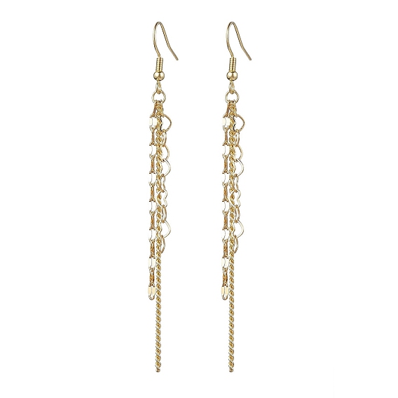 Brass Earrings for Women, Ear Thread, with 304 Stainless Steel Stud Earring Findings, Heart