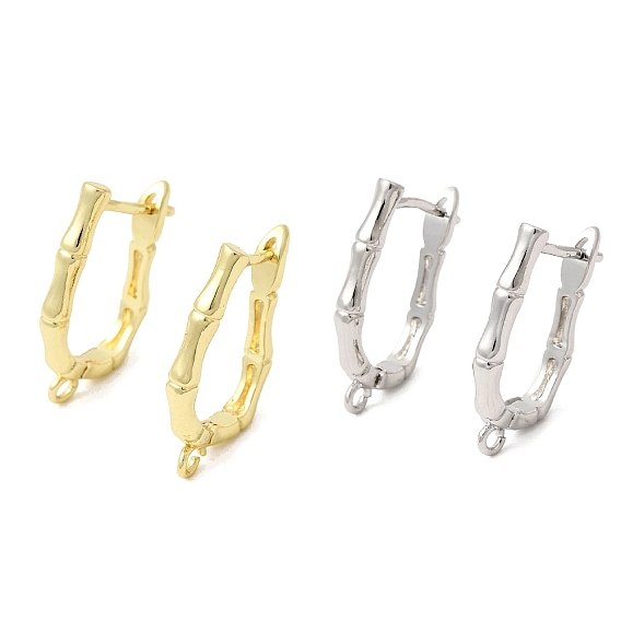 Фурнитура для сережек-колец из бамбука и латуни, с горизонтальными петлями, запереть