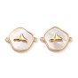 Natural Shell Connector Charms, Fishtail Links with Rack Plating Brass Findings, Long-Lasting Plated