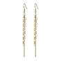 Brass Earrings for Women, Ear Thread, with 304 Stainless Steel Stud Earring Findings, Heart