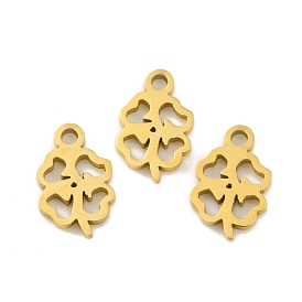 Ion Plating(IP) 304 Stainless Steel Charms, Laser Cut, Clover Charm