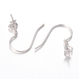 Ganchos de ley pendiente de plata, con fianza colgante para cuentas medio perforadas, 14x8 mm, agujero: 2 mm, pin: 0.6 y 1 mm