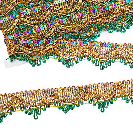 Кружевная отделка из полиэфирного волокна, с пайетками для одежды, швейных аксессуаров