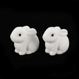 Perles en plastique floquées, demi-percés perles, lapin