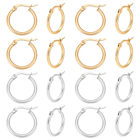 12 пары 2 цвета 201 серьги-кольца из нержавеющей стали для женщин, с 304 штифтов из нержавеющей стали