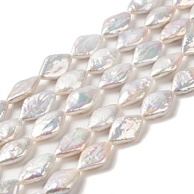Natural Baroque Pearl Keshi Pearl Beads Strands, Cultured Freshwater Pearl, Rhombus, Grade 6A+
