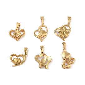 PVD Vacuum Plating 304 Stainless Steel Pendants, Heart Charm