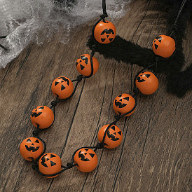 Halloween Pumpkin Spider Handmade Beaded Wood Bead Necklace - European and American Style