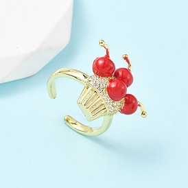 Латунные микро проложить манжеты кольца кубического циркония, торт, с эмалью для женщин, без кадмия и без свинца, стойки покрытие