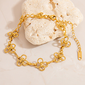 304 женские браслеты-цепочки с цветочными звеньями из нержавеющей стали