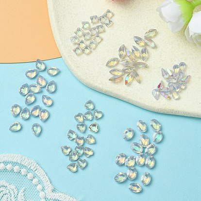Transparent Resin Rhinestone Cabochons, Nail Art Decoration Accessories, AB Color Plated, Faceted, Teardrop & Oval & Square & Heart & Horse Eye