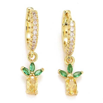 Серьги-кольца Huggie из латуни с микропаве из кубического циркония, болтаются серьги, долговечный, без свинца и без кадмия, ананас