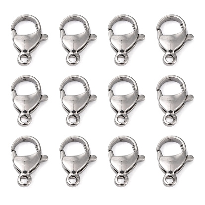 Polished 304 Stainless Steel Lobster Claw Clasps, Parrot Trigger Clasps