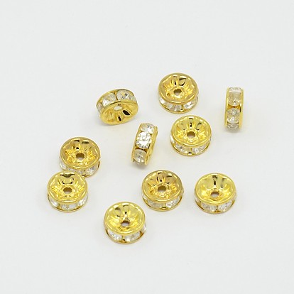Brass Rhinestone Spacer Beads, Grade B, Clear