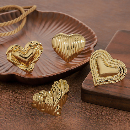 304 текстурированные кольца на пальцах из нержавеющей стали, сердце