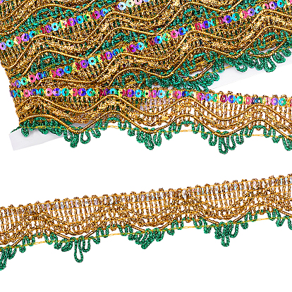 Кружевная отделка из полиэфирного волокна, с пайетками для одежды, швейных аксессуаров