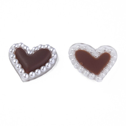Acrylic Cabochons, with ABS Plastic Imitation Pearl Beads, Heart