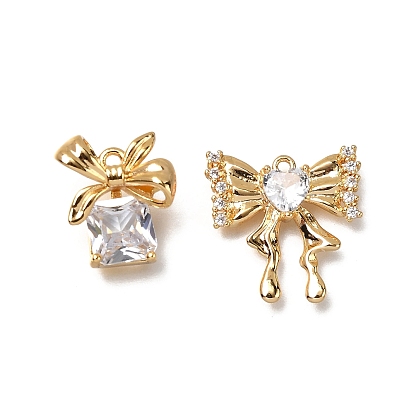 Латунные микро проложить кубического циркония подвески, бантом, долговечный, без никеля , реальный 18 k позолоченный