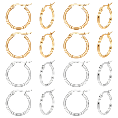 12 пары 2 цвета 201 серьги-кольца из нержавеющей стали для женщин, с 304 штифтов из нержавеющей стали